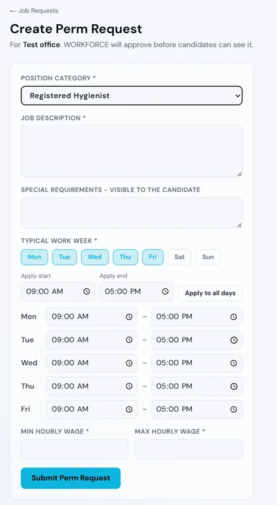 Create request form